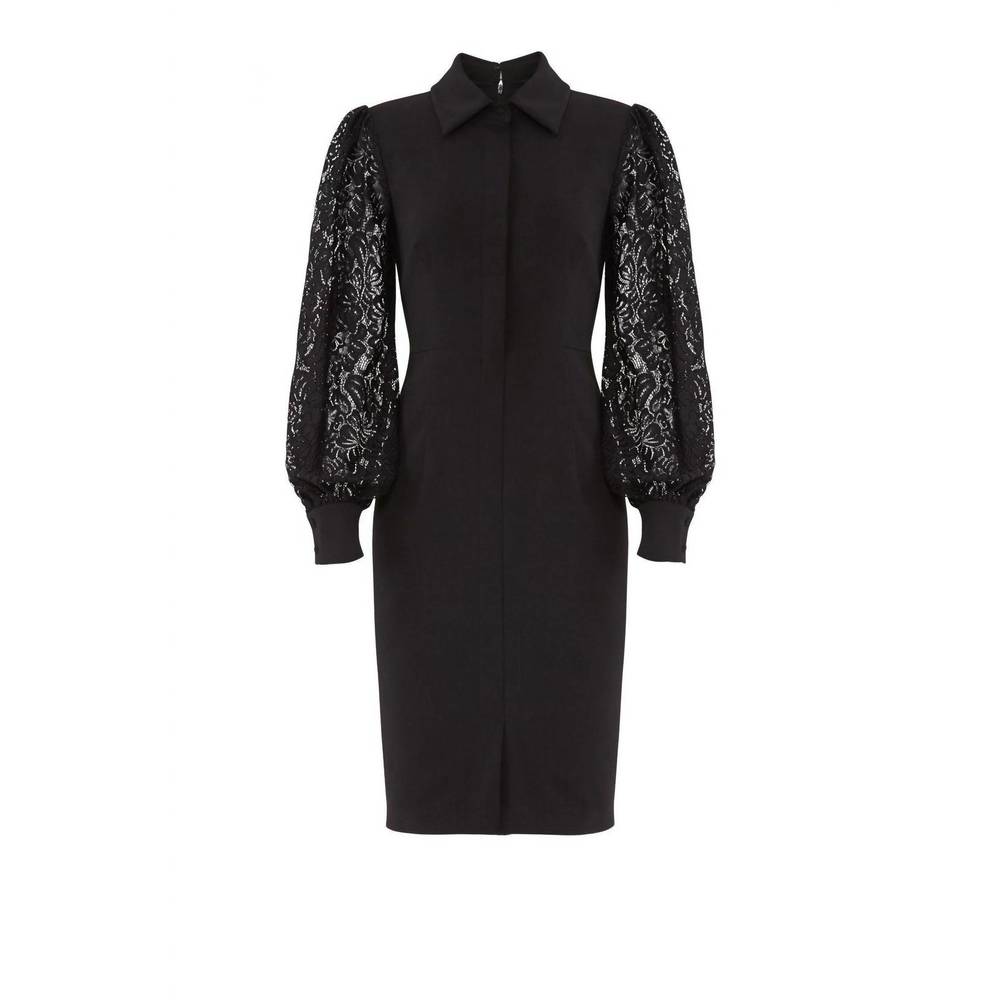 BADGLEY MISCHKA lace sleeve shirtdress in black - Picture 5 of 5
